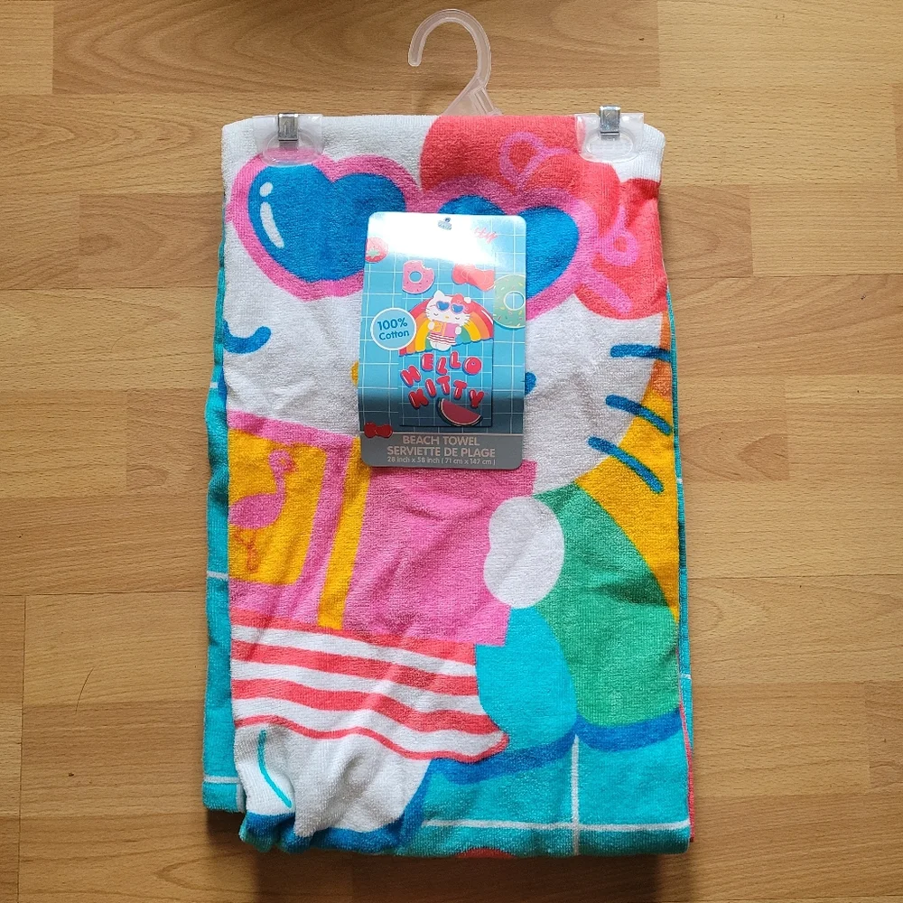 Hello Kitty Rainbow and Donuts Beach Towel